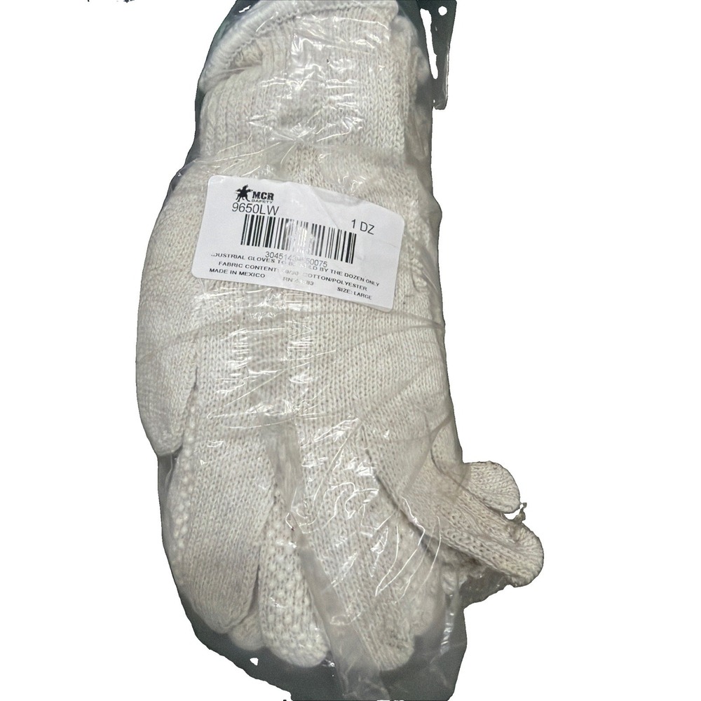 12 Pairs MCR Safety 9650LW Cotton/Polyester Gloves - PVC Dotted Palm NEW